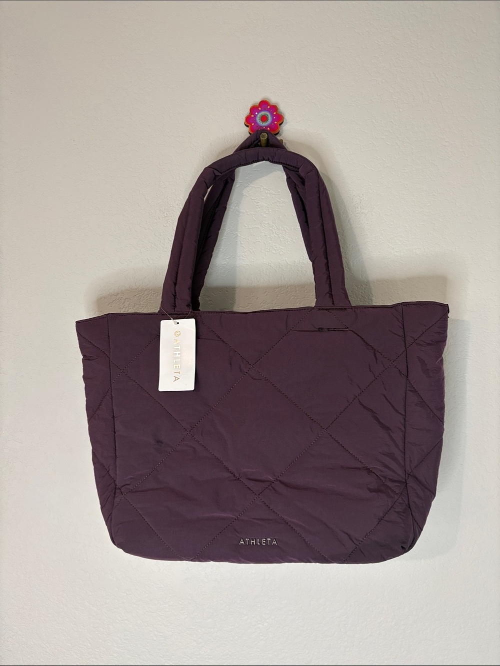 Athleta All About Quilted Tote Bag NWT Purple